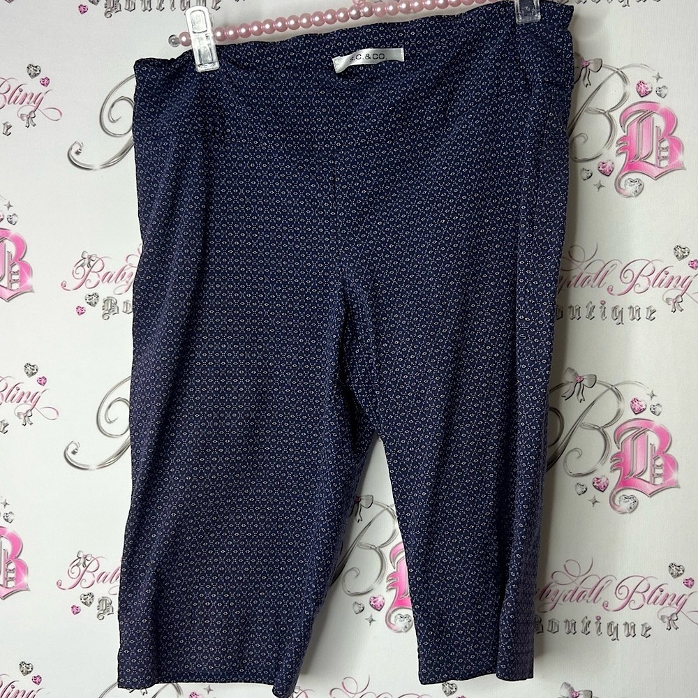 S.c. & co shorts floral long Navy Geometric Patterned Pants